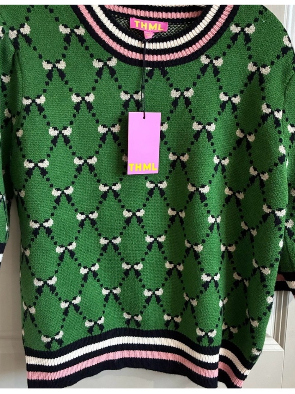 THML Green Knit Short-Sleeve Sweater - Size XL